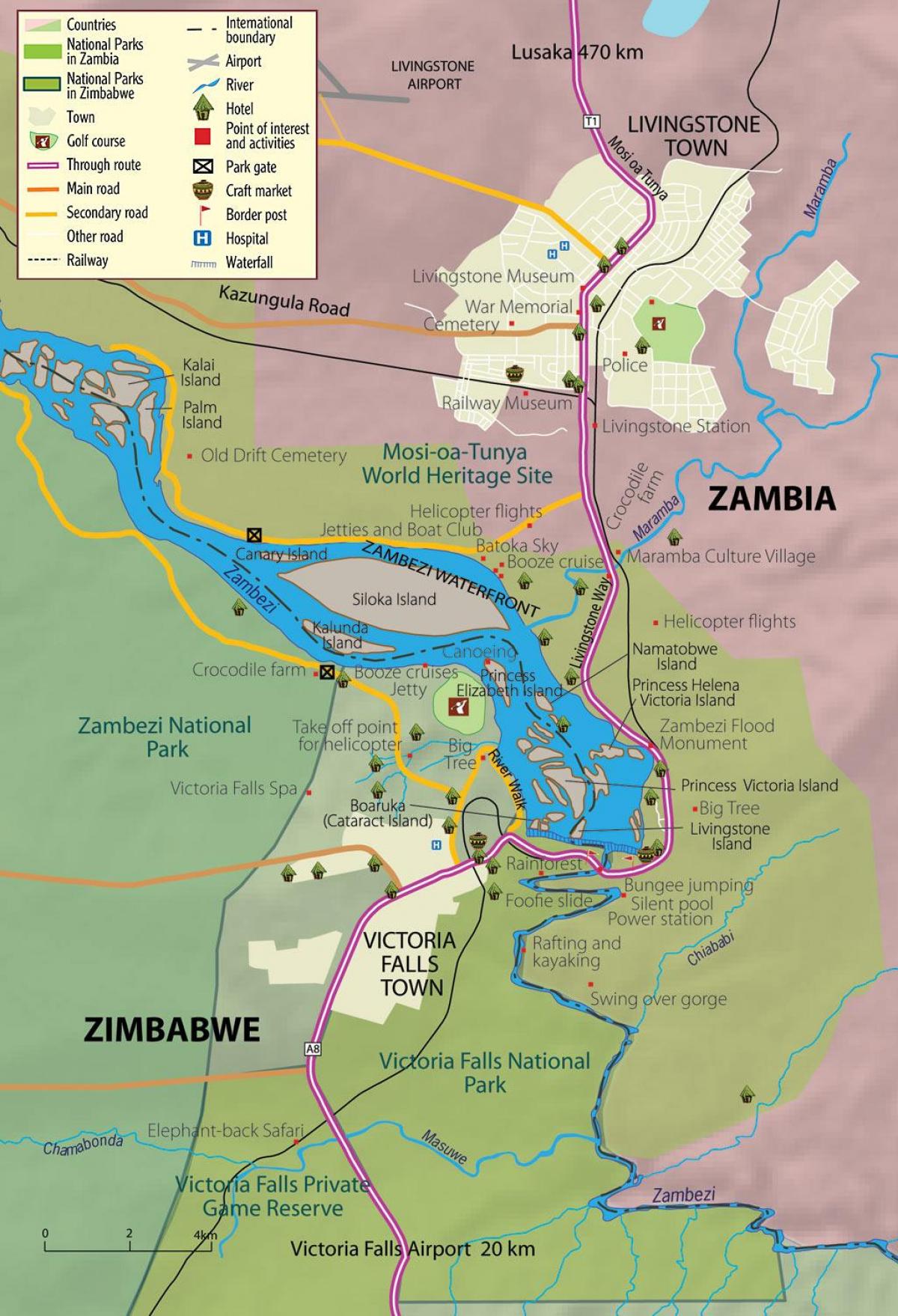 מפה של העיר ליווינגסטון זמביה