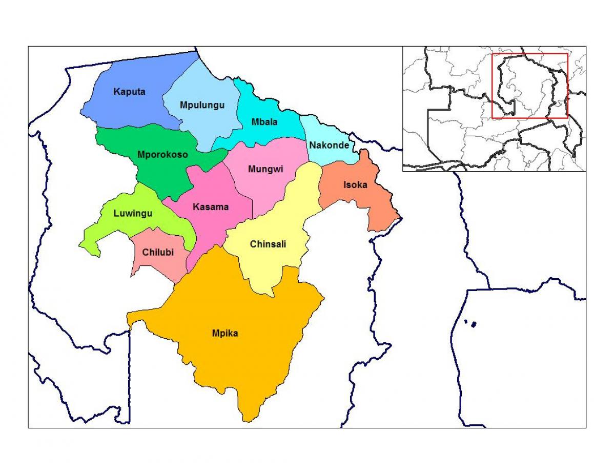 מפה של צפון מחוז זמביה