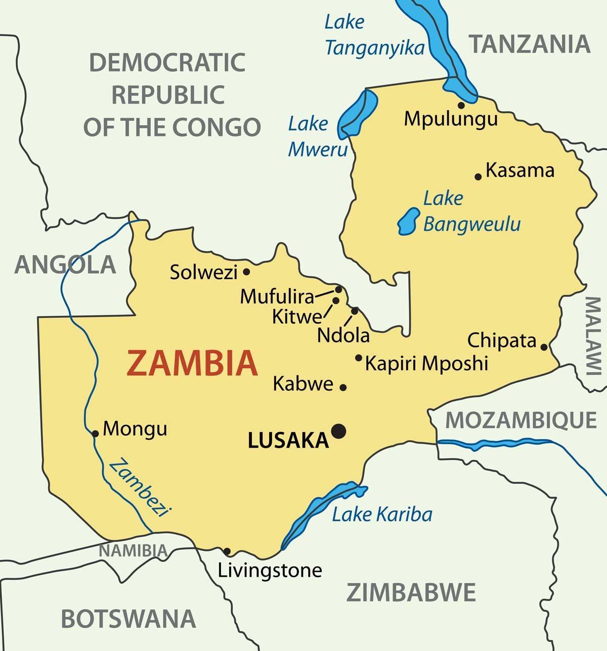 מפה של נאפוליafrica. kgm זמביה